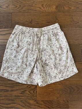 Men's Beige Patterned Drawstring Shorts